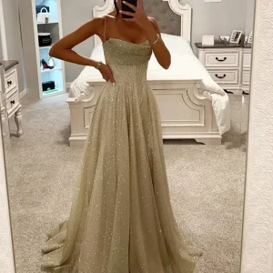 Women Hollow Sleeveless Mesh Evening Dress Bronzing High Waist Pleated Long Dress Birthday Party Dress Elegant Fashion New 2024